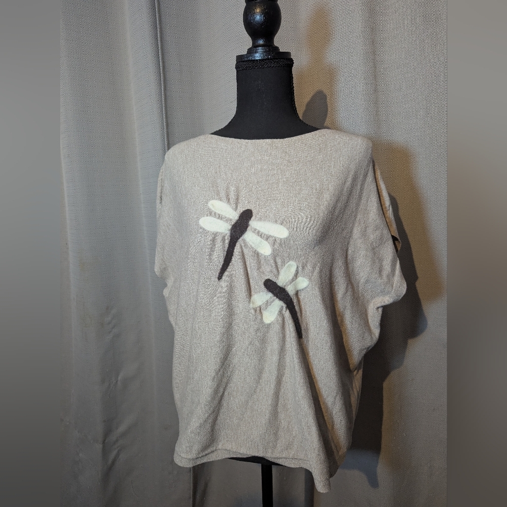 Elegant Beige Dragonfly Blouse